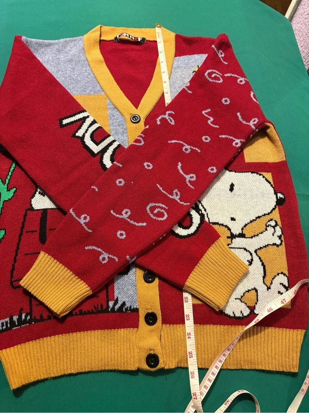 Peanuts Snoopy cardigan in Red & Yellow - Picture 5 of 8